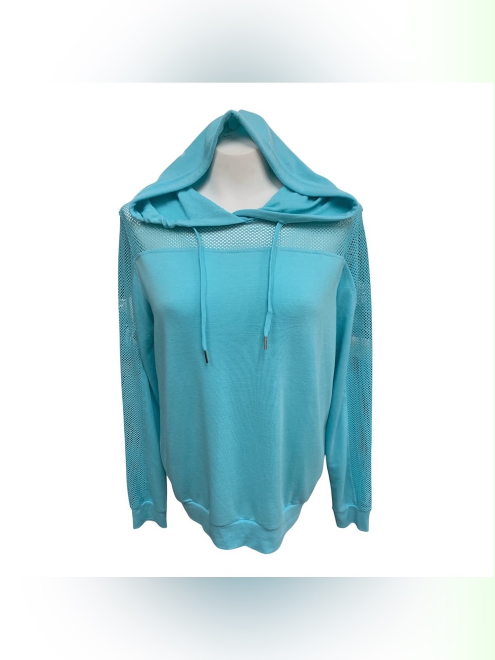 Acx Light Aqua Hooded Sweater with Mesh Inserts Size M